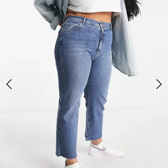ASOS Curve High Rise Jeans Mid Wash - Picture 1 of 6